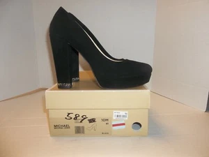 Zapatos de salón Michael Kors Sabrina para mujer con plataforma de gamuza negra talla 10M - Imagen 1 de 6