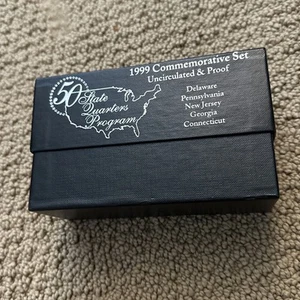 50 State quarters 1999 commemorative set Uncirculated & Proof-DE, PA, NJ, GA, CT - Picture 1 of 16