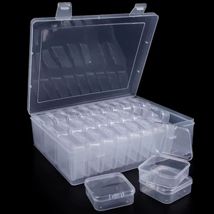 Bead Organizer Box 30Pcs Small Clear Plastic Bead Storage Containers with Hinged - Picture 1 of 14