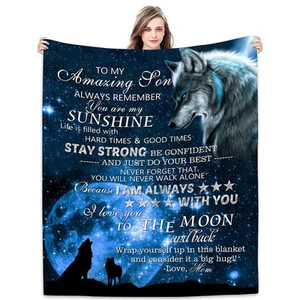 to My Son Blanket from Mom | Super Soft Fleece Throw Blankets 50x40 Inches | ... - Picture 1 of 7