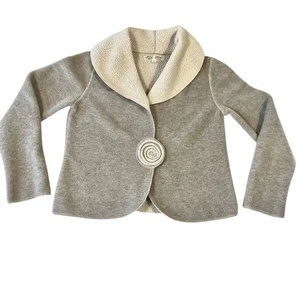 Cameleon S Gray Roxy ShawlCollar Fleece Jacket Rose Snap Cardigan Sweater Blazer - Picture 1 of 4