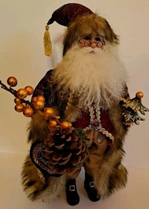 Einzigartige Karen Didion Originale 17" verzierte Weihnachtsdeko rot gold mit Baum Tannenzapfen  - Bild 1 von 9