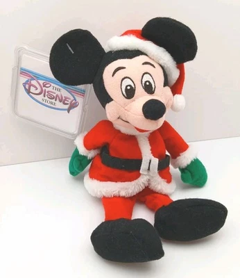 NWT Vintage '90s Disney Store Mini Bean Santa Mickey Mouse 7" Plush Christmas  - Image 1 of 4