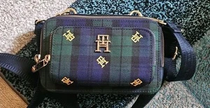 Tommy Hilfiger Navy Green Plaid Camera Bag Cross body - Picture 1 of 6