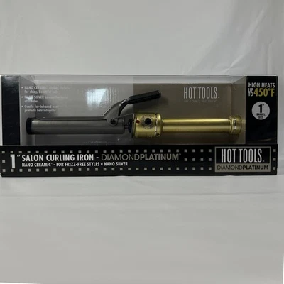 Hot Tools Diamond Platinum 1" Salon Curling Iron Nano Ceramic Gold Barrel New - Image 1 of 4