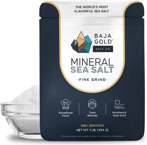 Baja Gold Mineral Sea Salt � Fine Grind � Unrefined, Mineral-Rich & Low in So... - Picture 1 of 3