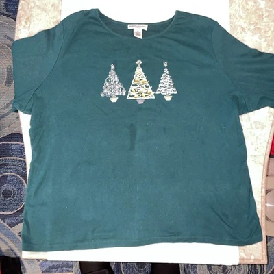 Женская футболка Rebecca Malone Christmas Tree с бисером и украшениями размер 2XL с длинным рукавом - Изображение 1 из 4