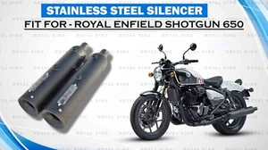 Royal Enfield "SS Exhaust Silencer" Fit For Shotgun 650" Black Pair - Picture 1 of 6
