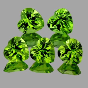 Green Peridot Heart 6.00 mm 5 pcs, VVS Clarity , Natural Loose Gemstone - Picture 1 of 2