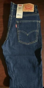 $44 New Levi's 511 Slim Fit Dark Wash Denim Stretch Jeans 16 Reg 28x28 Boys - Picture 1 of 2