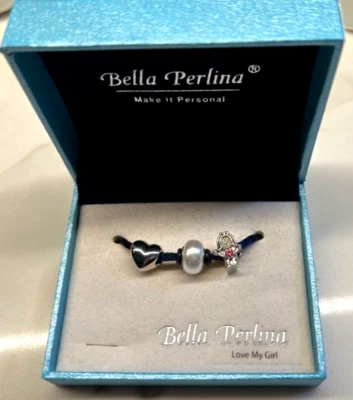 Bella Perlina I Love My Girl Heart Pink Charm Bracelet Brand New - Изображение 1 из 4