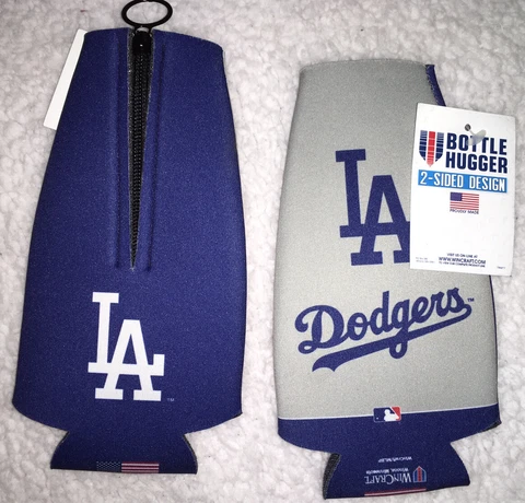 LA Dodgers 2-Sided Bottle Cooler Holder Koozie Zip Up NEW MLB Baseball Qty of 2 Cover