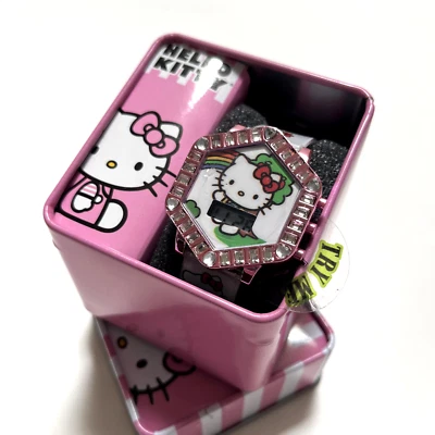 Hello Kitty Sanrio Digital Watch in Gift Tin Box Pink Rhinestone LCD Display NWT - Image 1 of 4