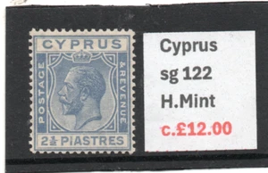 Cyprus GV 1925 2,1/2pi. azul brillante sg 122 H.Como nuevo - Imagen 1 de 2