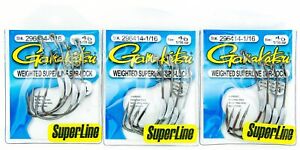 Gamakatsu Weighted 1/16oz SuperLine Spring Lock 4/0 EWG  Hooks Lot of 3 Packs