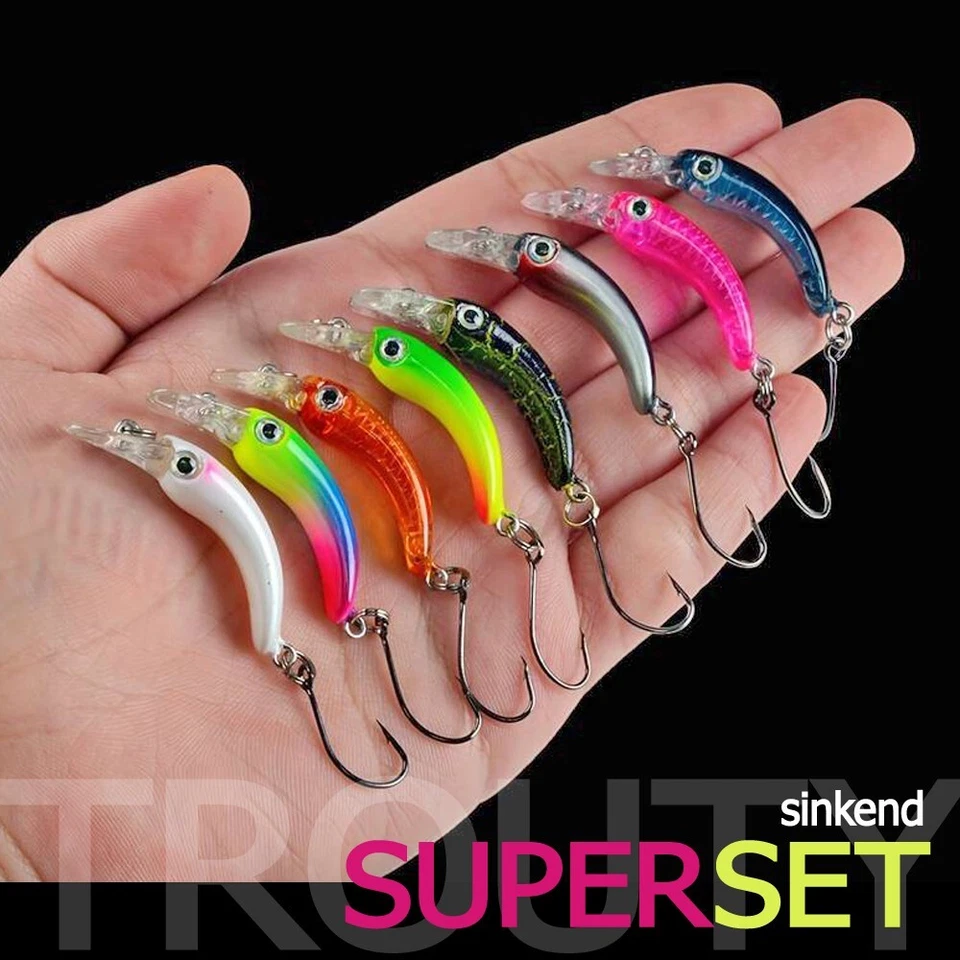 8x MRX Mini Wobbler Forellen mit Einzelhaken | Crankbait Set | sinkend | Barsch - Bild 1 von 4