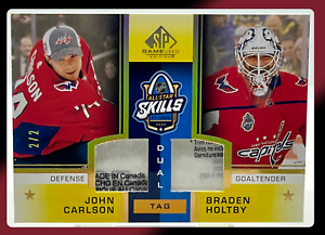 JOHN CARLSON/ BRADEN HOLTBY 2020-21 UD SP GAME-USED SKILLS DUAL TAG #2 /2 Patch