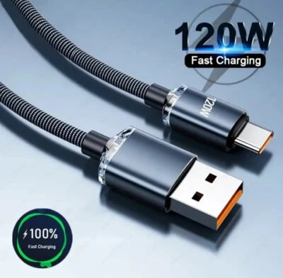 USB To USB C Fast Charger 120W Type C Charging Data Sync USB Cable - Image 1 of 4