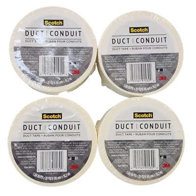 4x Scotch Duct Tape 1.88-Inch by 20-Yard Each 3M Stationary 920-WHT-C - Image 1 of 4