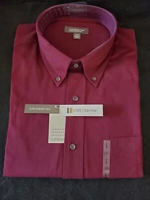NEW Croft & Barrow Men's Solid Button-Down Casual or Dress Shirt LARGE - Image 1 of 4
