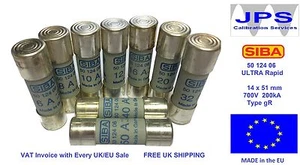 SIBA 50 124 06 5012406 type gR 700V Ultra Rapid Ceramic Fuse -Pick Your A Rating - Picture 1 of 2