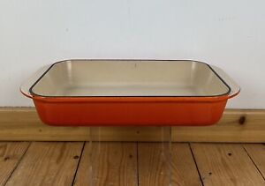 Le Creuset Roasting Baking Oven Tray Dish Enamel Cast Iron 30cm Volcanic Orange