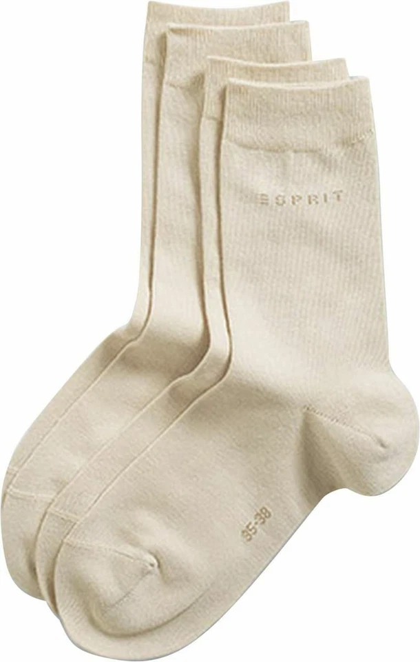 Paquete de 2 calcetines básicos de punto fino a media pantorrilla Esprit para mujer - crema Foto 1 de 1