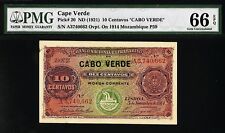 Cape Verde 10 Centavos ND (1921) Pick-20 GEM UNC PMG 66 EPQ