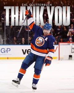 Foto de hockey de la NHL Cal Clutterbuck Retiro Gracias New York Islanders 8x10 - Imagen 1 de 1
