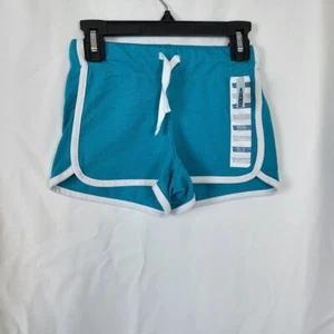 Old Navy Girls Teal White Dolphin-Hem Jersey Cheer Drawstring Shorts XS/5 New - Picture 1 of 6