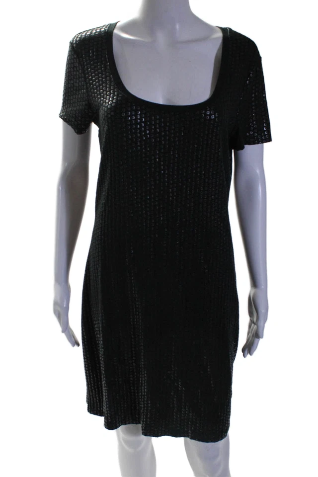 Vestido Camiseta Three Dots Mujer Negro Estampado Cuello Redondo Manga Corta Talla M Foto 1 de 4