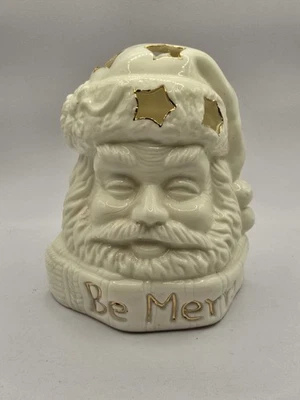 Candelabro “Be Merry” Cabeza de Papá Noel Cerámica Tealight 5”Hx4”W SIN ASTILLAS Foto 1 de 4