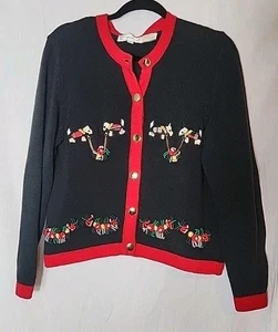 Eagles Eye Damen Vintage Strickjacke Pullover Weihnachten Hund Scotty Holiday Größe M - Bild 1 von 9