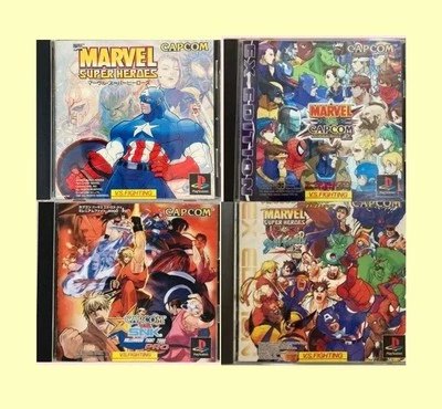 Marvel Super Heroes Vs Street Fighter Capcom EX SNK Pro 4 set PS1 Tested - Image 1 of 2