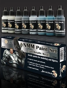 Juego de 8 botellas de pintura acrílica escala 75 acero plata colores metal no metálico - Imagen 1 de 3