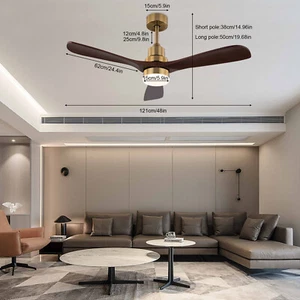 48 Inch 3 Colors LED Ceiling Fan Light w/ Remote Control Fan Light Timer 40W - Picture 1 of 22
