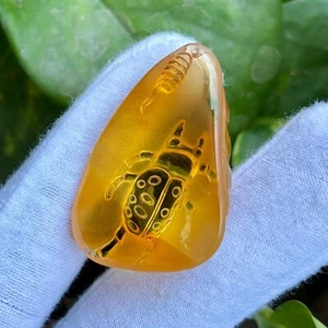 Natural Citrine Gemstone, 88.90 Ct. Insect Carved on Rough For Making Jewelry - Picture 1 of 6