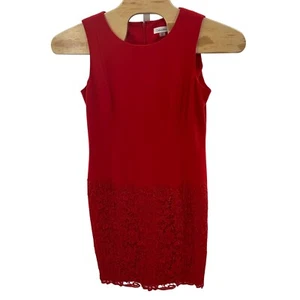 Calvin Klein Sheath Dress Lace Detail Sleeveless Red Party Cocktail Size 12 - Picture 1 of 6