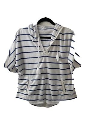 Sudadera con Capucha de Tela de Terry Cable & Gauge Manga Corta Rayas Azul Talla S Playa Foto 1 de 4