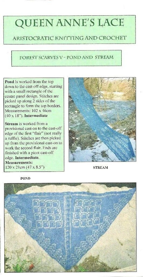 STUNNING LACE POND AND STREAM SCARF & SHAWL to KNIT in LACEWEIGHT YARN - Image 1 of 1