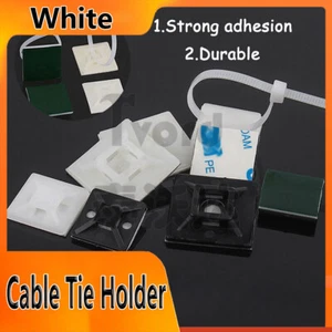 Cable Tie Base White Self Adhesive Stick Cable Tie Wire Mounts White Sticky - Picture 1 of 11