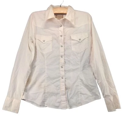 Marlboro Classics Pearl Snap Shirt Mens M Long Sleeve White Chest Pockets - Image 1 of 4