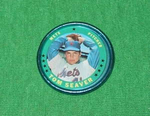 Antique 1971 Topps NY Mets Pitcher Tom Seaver Tin Litho Baseball All-Star Coin - Bild 1 von 3
