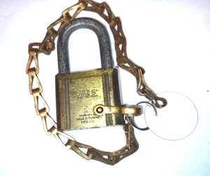 Vintage US Army Yale Vorhängeschloss mit Kette, ohne Schlüssel Locksport - Bild 1 von 2