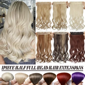 THICK One Piece Hairpiece Real Natural Clip in Hair Extension Full Head as Human - Picture 1 of 86