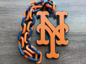 Collar de cadena de gran tamaño de los Mets de Nueva York - Colgante de abanico audaz para verdaderos partidarios - Imagen 1 de 2