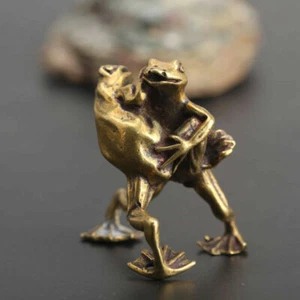 Chinese Collection Asian Brass Wrestling Frog Exquisite fengshui statue - Picture 1 of 4