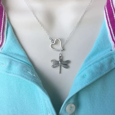 I Love Gilmore Girls Dragonfly Silver Lariat Style Y Necklace. - Image 1 of 4