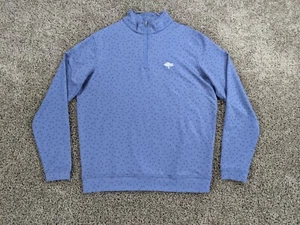 Peter Millar Golf Pullover Crown Sport Carts Print 1/4 Zip Men Medium Blue Golf - Picture 1 of 11