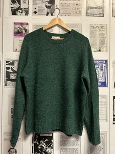 J. Crew Brushed Wool Crewneck Sweater Heather Clover Christmas Green Large - Picture 1 of 6